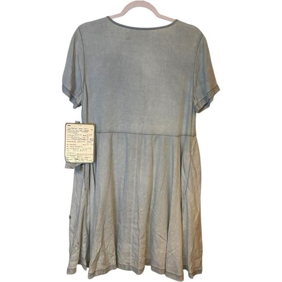 Treasure & Bond Blue Rayon Babydoll V-Neck Mini Dress NWT Size 10 - Picture 2 of 4